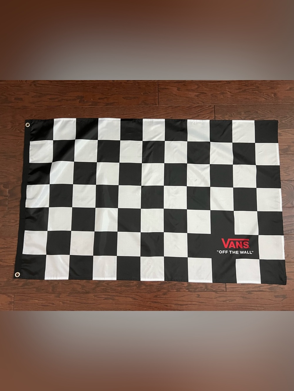 Vans Black and White Checkerboard Banner with Red Accent